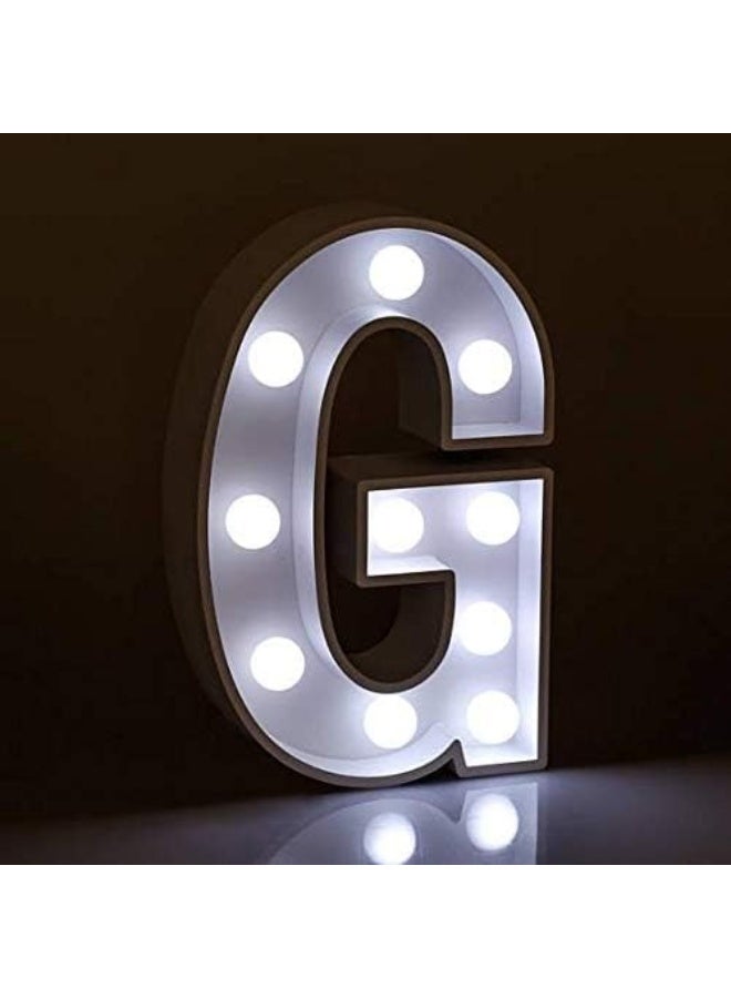 سلة لوحة مضيئة بحرف LED خشبي أبيض (G) - Image 3